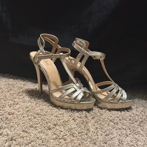 Elegant Gold Strappy Heels